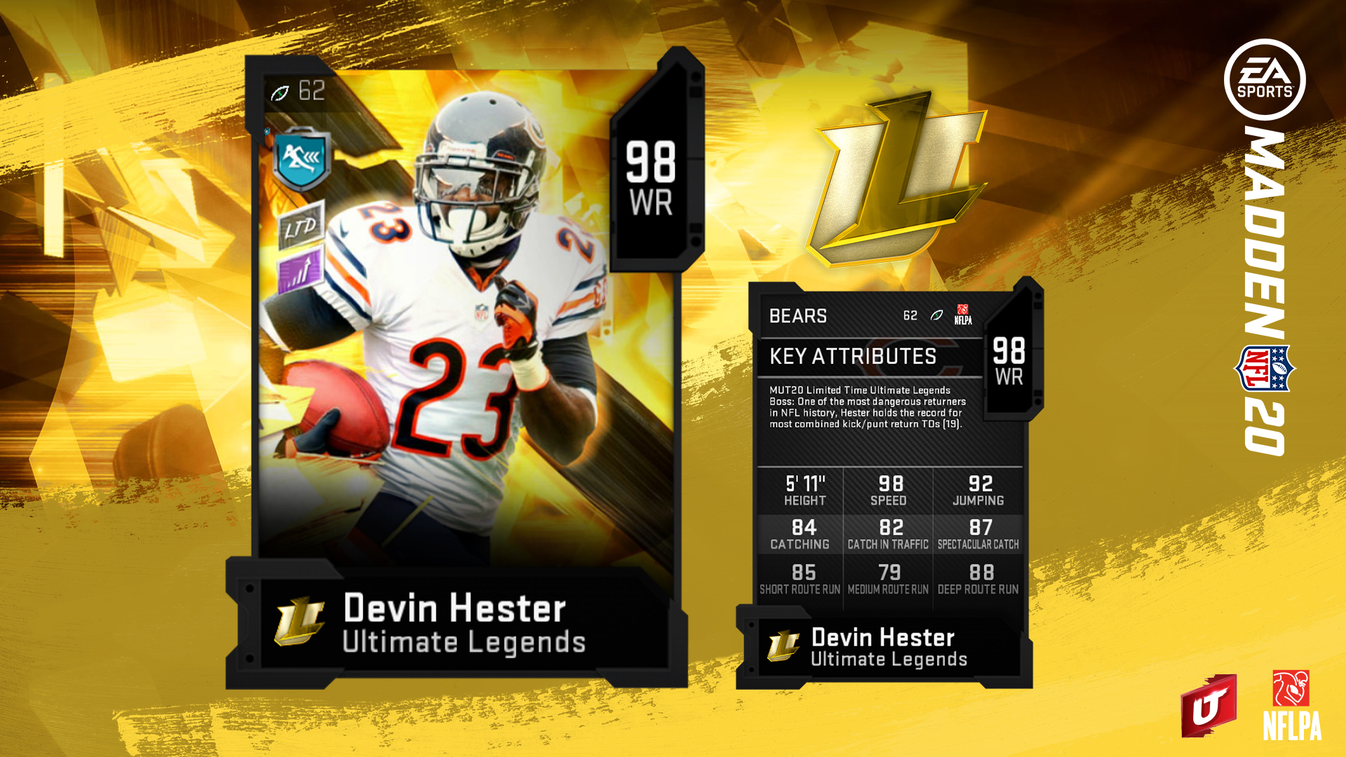 Devin Hester KR / WR Chicago Bears Creation Madden 20 PS4